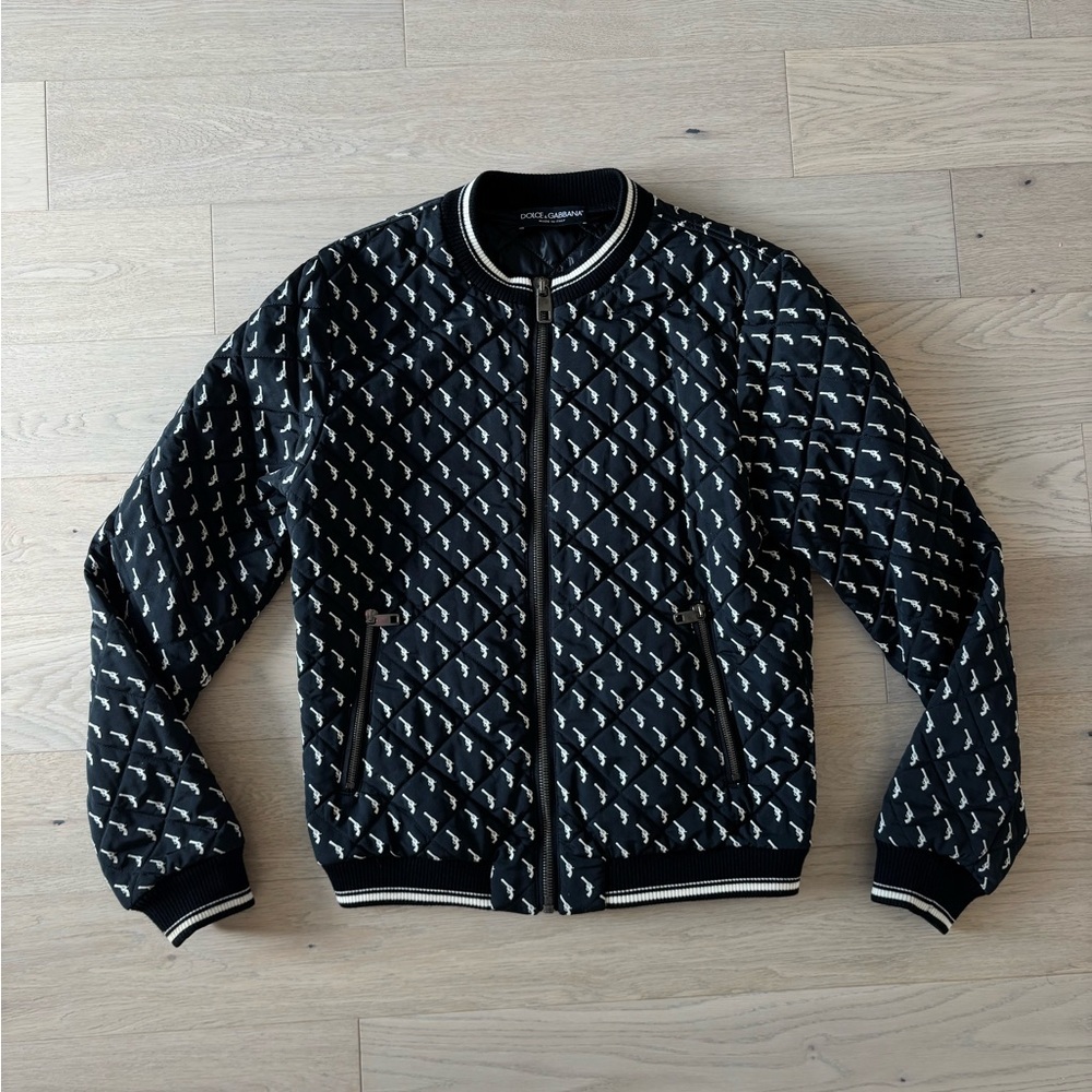 Dolce & Gabbana Men’s Pistol Print Quilted Bomber Jacket